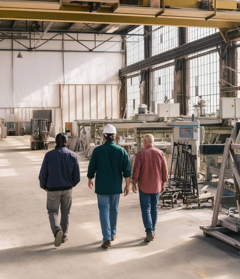 Team walking through a warehouse